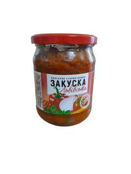 Закуска Львовская вегетарианская на основе красного перца По-украински Смачно 450 г в стеклянной банке 780001 фото