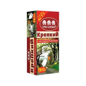 Чай черный байховый Три Слона Крепкий в пакетиках 25 штук 138012 фото
