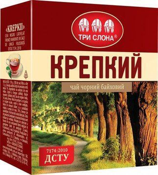 Чай чорний байховий Три Слони Міцний у пакетиках 100 штук 138013 фото