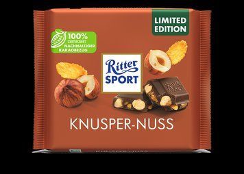 Ritter Sport молочный шоколад с цельными лесными орехами и кукрузными хлопьями 100 граммов Knusper-Nuss 327003 фото