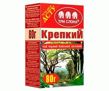Чай чорний байховий Три Слони Міцний листовий 80 грамів 138014 фото