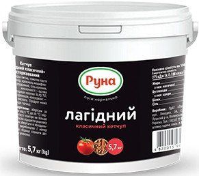 Кетчуп "Лагидний" Руна 5,7 кг пластиковое ведро 602036 фото