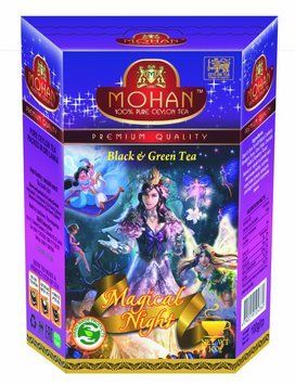 Чорний і зелений чай Mohan Magical Night із ягодами, саусепом, пелюстками троянди та граната 100 грамів 144004 фото