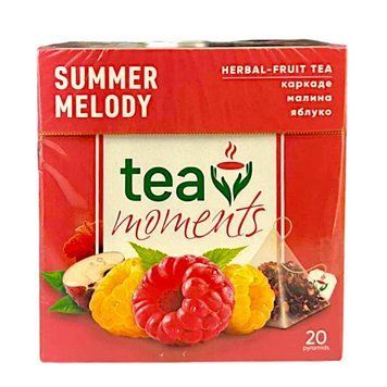 Чай каркаде Curtis в новом дизайне Tea Moments Summer Melody с яблоком и малиной 20 пирамидок 150002 фото