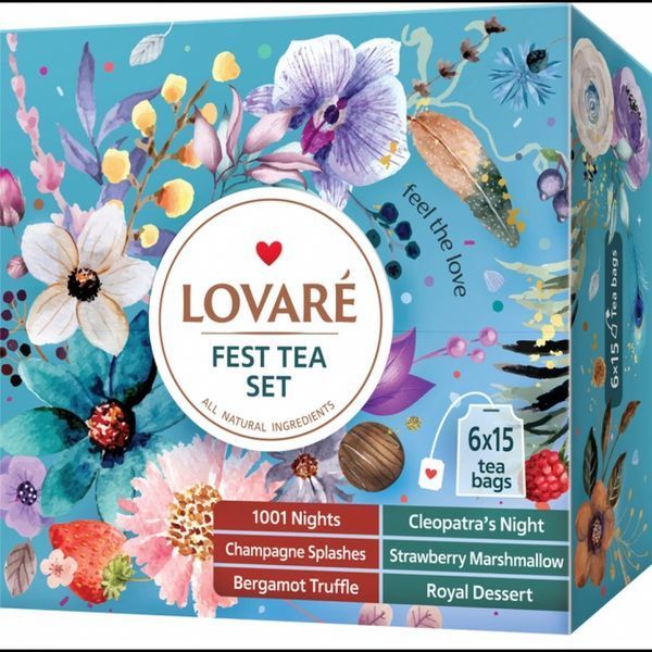Набор чая Lovare Fest Set | Пакетированный чай 6 видов по 15 штук в подарочной упаковке 122074 фото