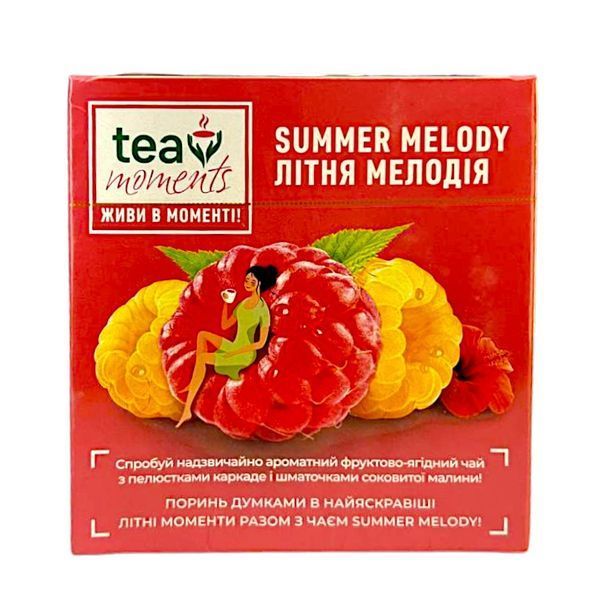 Чай каркаде Curtis в новом дизайне Tea Moments Summer Melody с яблоком и малиной 20 пирамидок 150002 фото