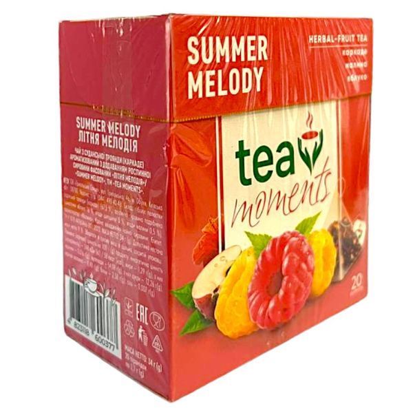 Чай каркаде Curtis в новом дизайне Tea Moments Summer Melody с яблоком и малиной 20 пирамидок 150002 фото