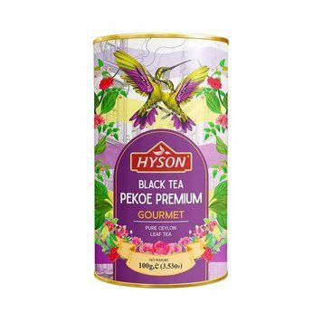 Чай чорний крупнолистовий Hyson Premium Pekoe 100 г у жерстяній банці 105009 фото