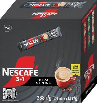 Nescafe 3 в 1 Екстра Стронг в новому дизайні 24 стіки в картонній упаковці 285011 фото