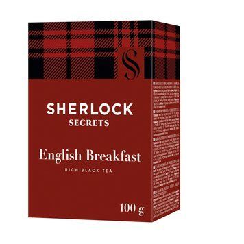 Чорний насичений листовий чай Sherlock Secrets English Breakfast 100 грамів | Чай Richard у новому дизайні 109001 фото