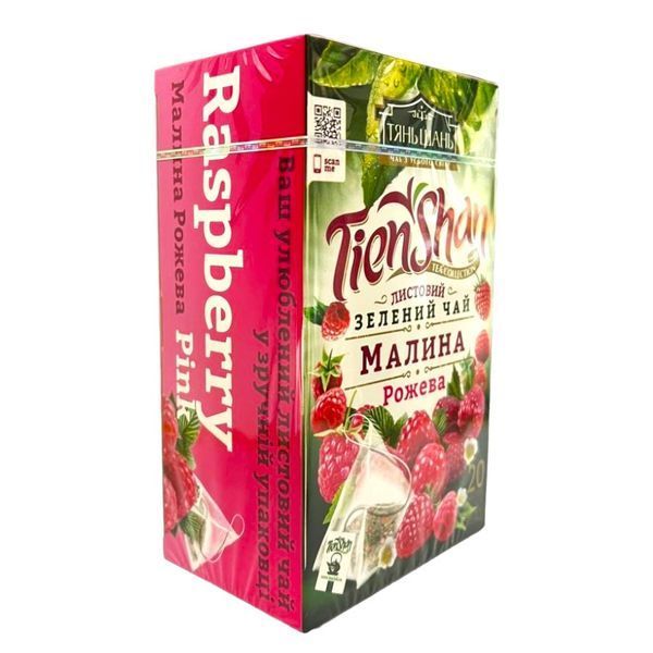 Зелений чай з малиною Tien Shan Raspberry 20 пірамідок 123018 фото