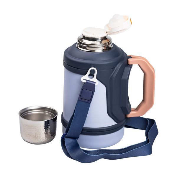 Термос Vacuum Cup 1.5 літра з ремінцем і складною ручкою темно-синій HP-14-21BL HP-14-21BL фото