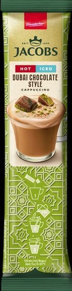 Капучино зі смаком дубайського шоколаду в стіках Jacobs Dubai Chocolate Style Cappuccino 10 стіків 195 г 219061 фото