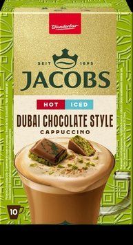 Капучино зі смаком дубайського шоколаду в стіках Jacobs Dubai Chocolate Style Cappuccino 10 стіків 195 г 219061 фото