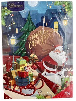 Шоколадний адвент-календар до Нового року Merry Christmas Baron 75 грамів 234523 фото