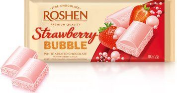 Рошен Шоколад пористый белый со вкусом клубники 80 грамм в упаковке 320018 фото