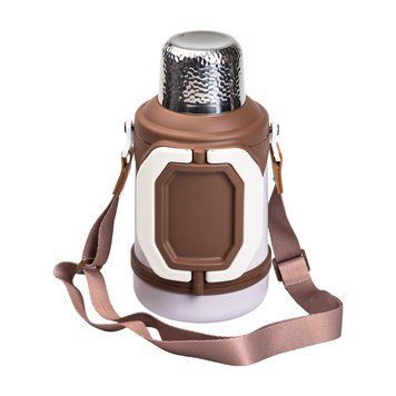 Термос Vacuum Cup 1.5 літра з ремінцем і складною ручкою коричневий HP-14-21V HP-14-21V фото