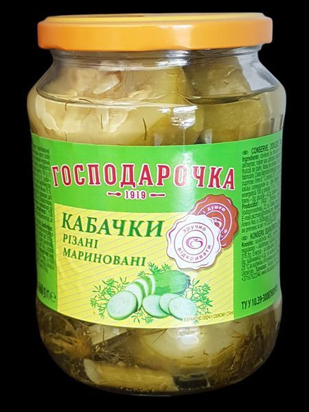 Кабачки різані мариновані Господарочка скляна банка 660 г 604702 фото