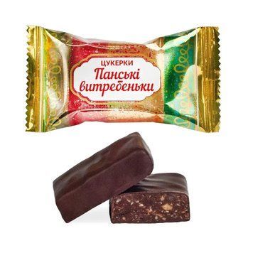 Шоколадні цукерки Панські витребенькі Гощанські ласощі з арахісом, чорносливом, бананом та курагою 250 г 334003 фото