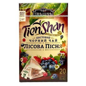 Черный чай с малиной, смородиной и клубникой Тянь Шань Лесная песня 20 пирамидок 123022 фото