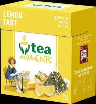 Чай зеленый лимонный тарт в пирамидках Tea Moments Lemon Tart 20 шт. с цедрой лимона 150066 фото