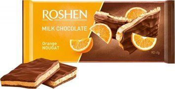 Шоколад молочний Roshen з апельсиновою нугою 90 грамів 320020 фото
