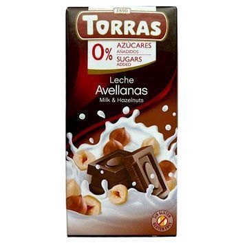 Шоколад молочний із лісовими горіхами без цукру та без глютену Torras 75 грамів | Іспанія 326008 фото