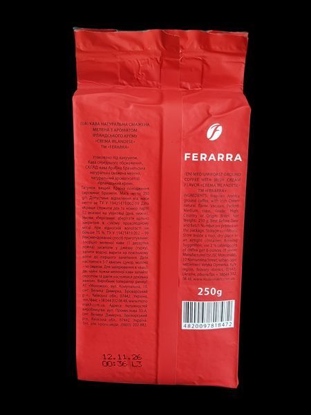 Кофе молотый Ferarra Caffe Crema Irlandese 250 г в вакуумной упаковке 220009 фото