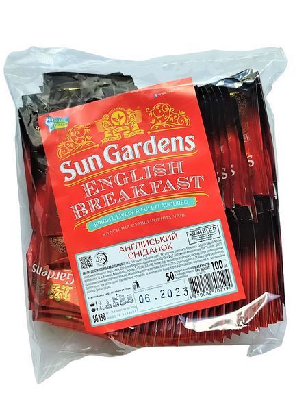 Чай черный без добавок Sun Gardens English Breakfast 40 пакетиков в конвертиках м/у 106058 фото