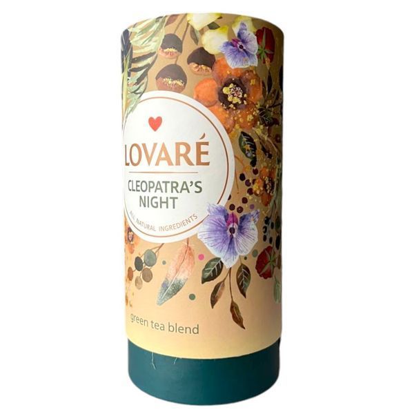 Lovare чай зелений листовий Cleopatra's Night з ананасом, яблуком, пелюстками 80 г у подарунковому пакованні 122035 фото