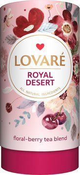 Суміш квіткового та фруктового чаю Lovare Royal Dessert зі шматочками фруктів 80 грамів у подарунковому пакованні 122036 фото