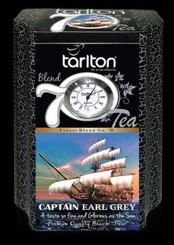 Чай чорний листовий Тарлтон Captain Earl Grey з олією бергамоту 200 г у бляшанці з годинником 104163 фото