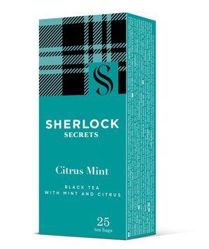 Чорний чай із м'ятою і цитрусом Sherlock Secrets Citrus Mint 25 пакетиків | Річард чай у новому дизайні 109005 фото