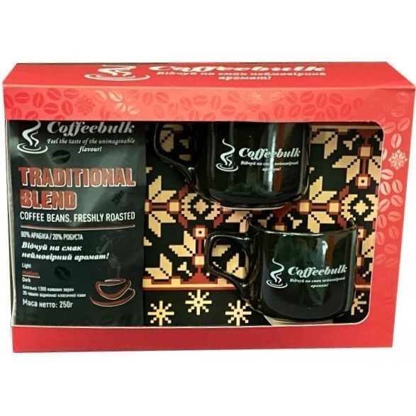 Подарочный набор кофе с 2 чашечками Coffeebulk Red Ruby купаж кофе в зернах 299003 фото