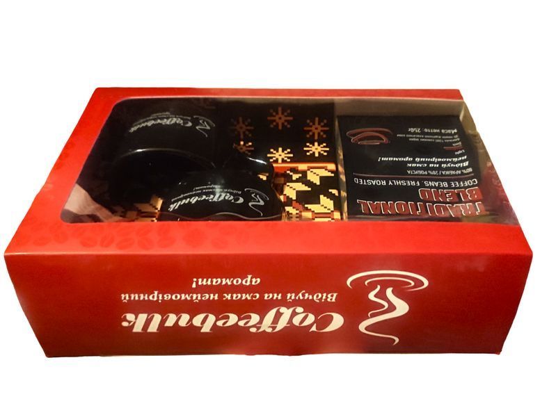 Подарочный набор кофе с 2 чашечками Coffeebulk Red Ruby купаж кофе в зернах 299003 фото