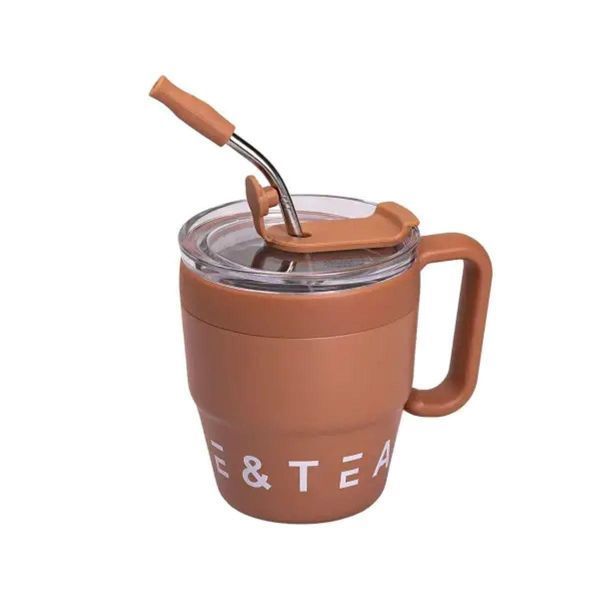 Термочашка Coffee & Tea з трубочкою коричнева HP-14-23BR HP-14-23BR фото