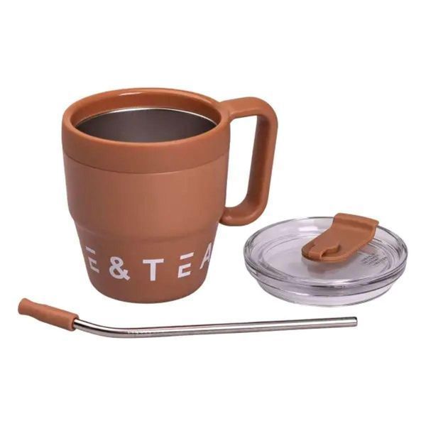 Термочашка Coffee & Tea з трубочкою коричнева HP-14-23BR HP-14-23BR фото