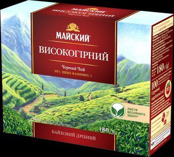 Черный чай без добавок и ароматизаторов Майский Высокогорный 100 пакетиков 128018 фото