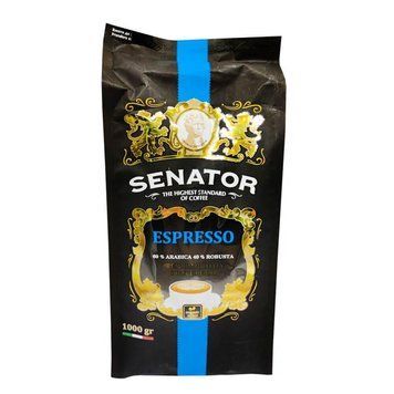 Кава в зернах Senator Espresso купаж арабіки 60% і робусти 40% 1000 грамів 364130 фото
