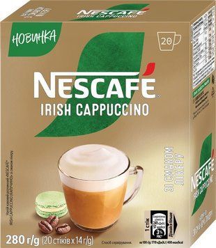 Кофе 3 в 1 Nescafe Irish Cappuccino с ирландским ликером 20 стиков 285050 фото