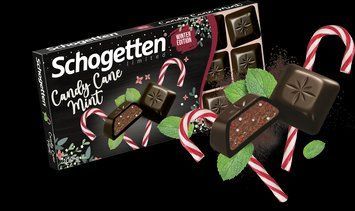 Чорний шоколад Schogetten Candy Cane Mint із шоколадною начинкою і м'ятою 100 грамів 301029 фото