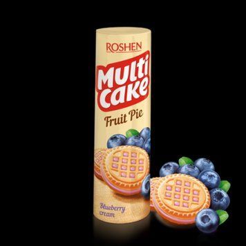 Печиво-сендвіч Roshen Multicake з начинкою чорниця-крем 135 грамів 320033 фото