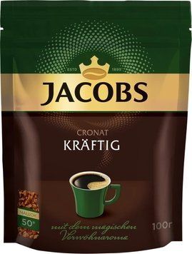 Кофе сублимированный Jacobs Cronat Kraftig в мягкой упаковке 100 грамм 219067 фото