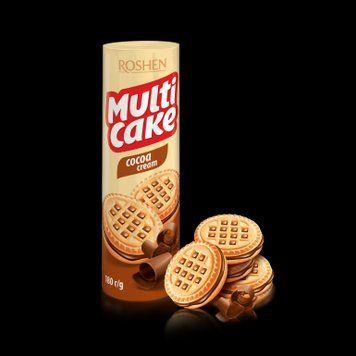 Печиво-сендвіч Roshen Multicake з начинкою какао 135 грамів у пакованні 320034 фото