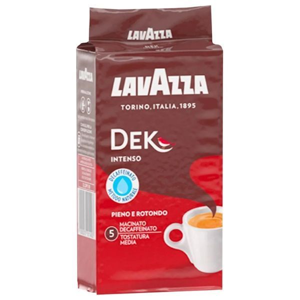 Молотый кофе без кофеина Lavazza Dek Intenso 250 грамм в вакуумной упаковке 202443 фото