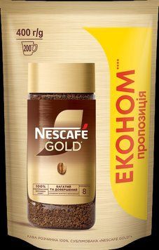 Nescafe Gold кава розчинна 400 грамів в м'якій упаковці 285030 фото