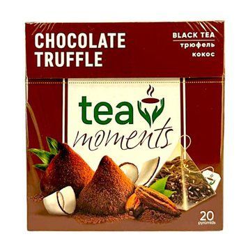 Чорний чай з какао та кокосом Tea Moments Chocolate Truffle листовий 20 пірамідок 150030 фото