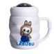 Чашка фарфоровая с крышкой Labubu 400 (мл) подарочная кружка прикольная чашка для детей на подарок Белый с синим FM-54A FM-54A фото 1