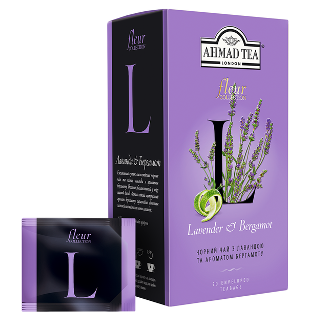 Пакетований Чай чорний Ahmad Tea Fleur Lavender & Bergamot з лавандою і бергамотом 20 х 2 м